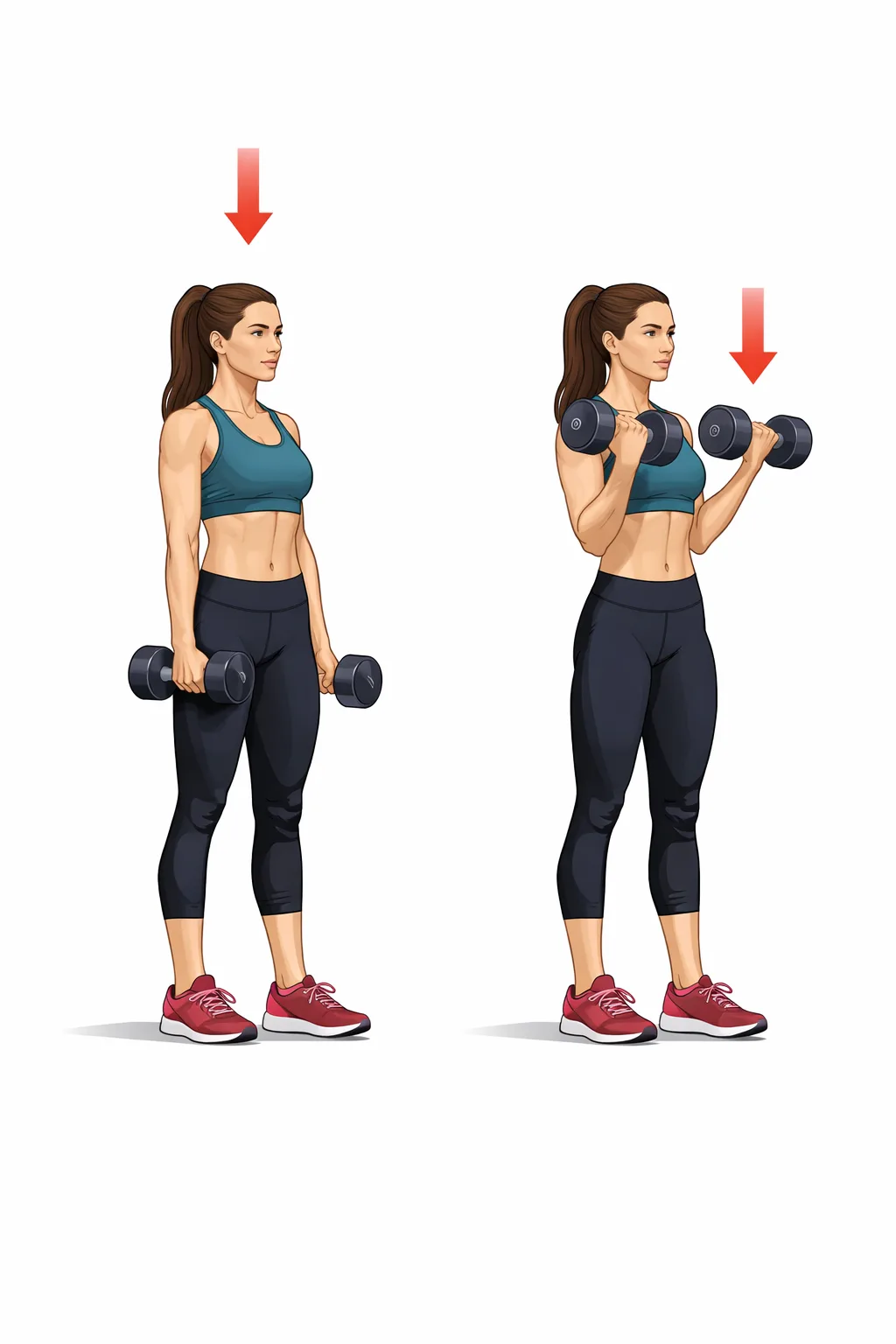 Подъём гантелей на бицепс — укрепляет переднюю часть руки