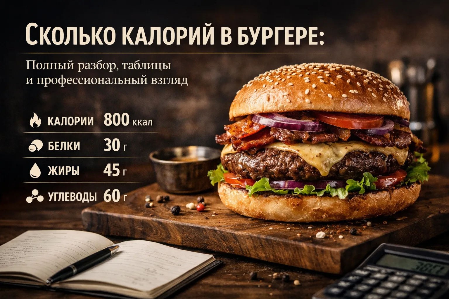 Сколько калорий в бургере: полный разбор, таблицы и профессиональный взгляд